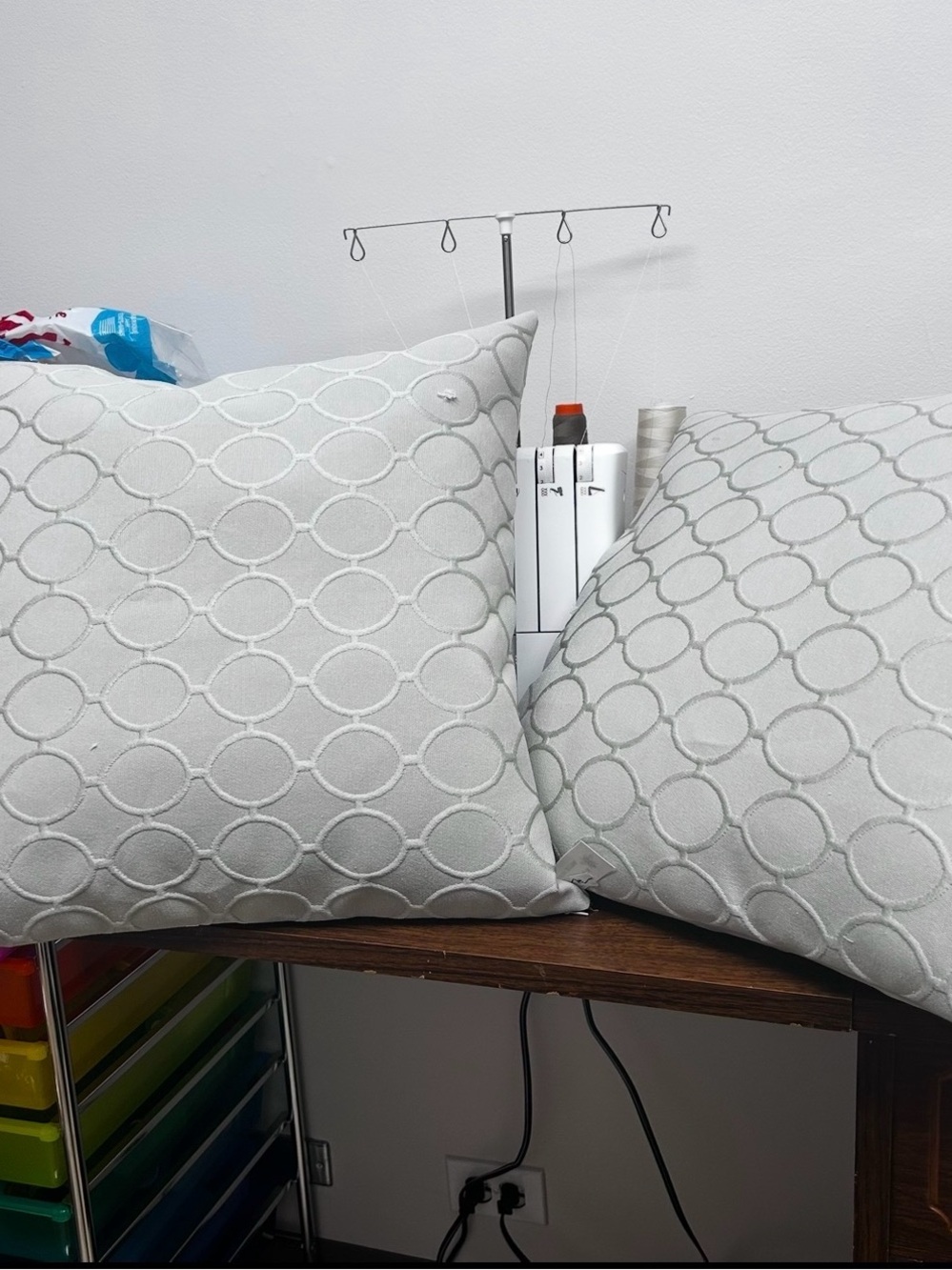 Cream Circle-Embossed Decorative Throw Pillow Pair